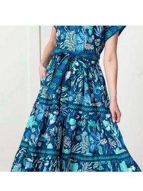Printfresh Blue and Teal Botanical Print Dress